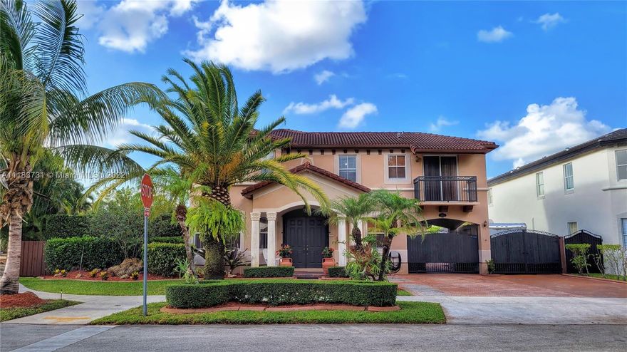 Perfect for large family or Airbnb. 5 bedrooms/3.5 bath. Plenty of closet & storage spaces. Room downstairs for extra bedroom or office. Corner lot  with 12,025 SqFt of land. Two-car garage behind Port Cochere. Bring a boat, RV, and/or cargo trailer. They all fit behind the property line. Plus, room for 8 cars! No HOA fees & no back-door neighbors (protected, reserve area). Backyard landscaped for privacy and has pool & jacuzzi, tiki hut ( tiki needs to be re-done), barbeque & bar. Lots of recreational space. Has a shed with A/C. House has tile floor downstairs & carpet upstairs, stainless-steel appliances. Master bedroom is huge- has 2 sitting areas & balcony. House belongs to original owners; Hasn’t been remodeled but is move-in ready. It’s kept clean & in good shape.