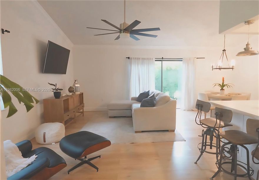 Most Desired SABAL CHASE A-Model Townhome-Corner Unit! This ranch-style townhome features 3 bedrooms-2 bathrooms-Dem with a spacious layout perfect for comfortable living. Enjoy 2 enclosed patios, full-size washer and dryer in the laundry/storage room & 2 parking spaces. Recent updates include a freshly painted driveway and newly replaced roofs. Step outside to beautifully landscaping, just steps away from a second pool and fenced playground. Community clubhouse offers a heated pool, tennis and pickleball courts, basketball court, gym, sauna, picnic area, and pool table--all in a pet-friendly environment. Located in front of Miami Dade College! Only 0.5 miles from the Palmetto Expressway & the Turnpike, this home combines convenience, comfort, and lifestyle in one unbeatable package.