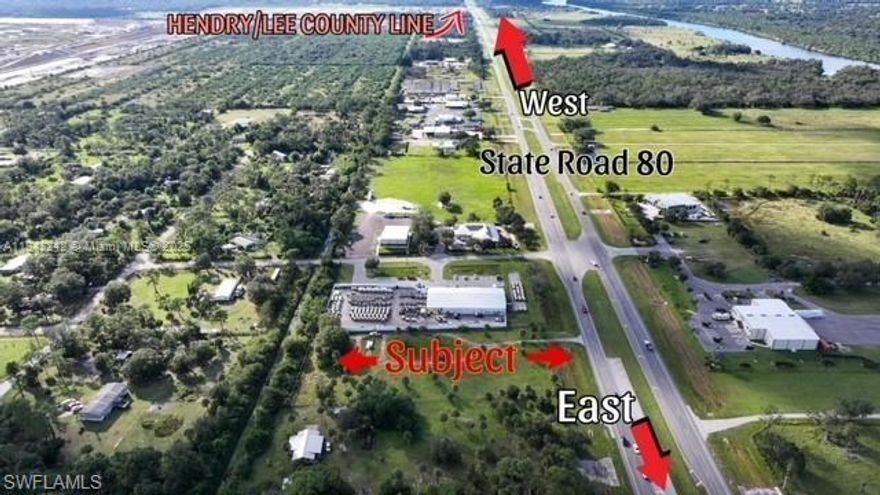This 1.87-acre property is in the path of progress with 200+/- feet or frontage on busy 4 laned State Road 80 in an area of growing commercial, class A motorcoach resorts, and residential communities! Currently zoned residential this property will require a re-zone to commercial and is adjacent to other commercial properties.
