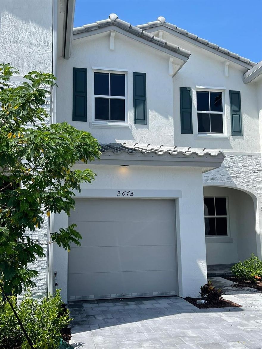 Brand new 3 beds 2.5 baths townhouse in Riviera community. Very convenient layout. All 3 bedrooms on the second level. Master bedroom in-suite. Ceramic floors on first floor and carpet upstairs in bedrooms. Washer and dryer inside the unit. Extra space for storage. Hurricane shutters. Smart home. Open concept kitchen. Very nice private backyard. Bright townhouse! Easy to show!