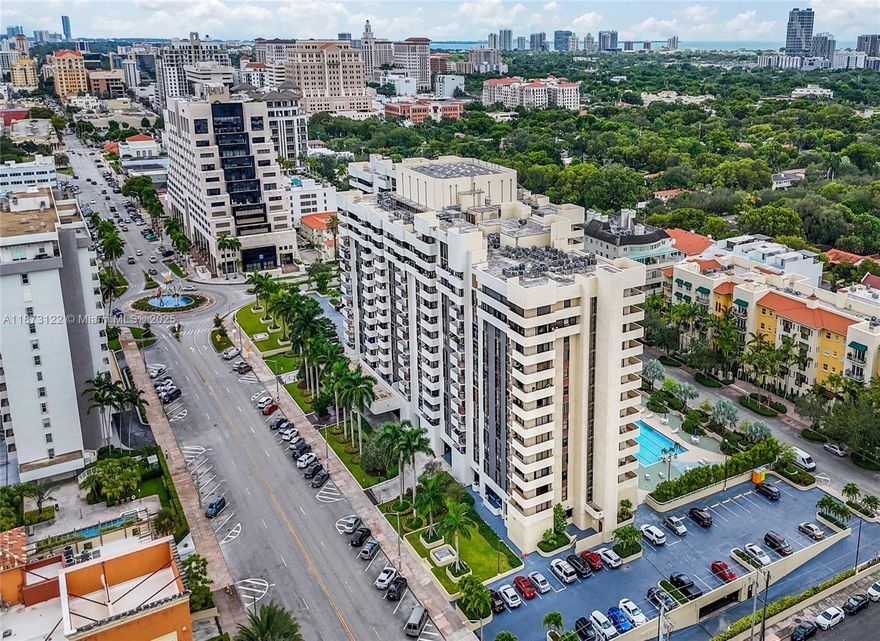 Life at the top in central Coral Gables! Biltmore II - a historic landmark Condo is the complete package offering full service-24/7 security, concierge, doorman, on-site mgmt, Olympic size heated pool, gym, sauna, bike storage, social, billiard & card rooms. East are Miracle Mile, fine dining, shopping, galleries, more entertainment. West are the historic Biltmore Hotel, golf courses, & Venetian Pool. Unit is a spacious 2/2.5 flooded w/ natural light & washer/dryer inside. Main suite has XL walk-in closet, ensuite bath w/ large shower & dual sinks. Second bedroom is also ensuite. Large balcony w/ accordion shutters & sweeping city views. Unit comes w/2 parking spaces & storage rm. Close to excellent public & private schools, University of Miami, airport, expressways, hospitals, more!