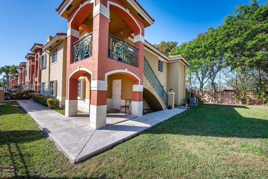 You'll Love It!  This spacious corner 3/2 unit offers natural light throughout, updated kitchen with pine wood cabinetry, washer/dryer.  Features 2 master bedrooms and updated bathrooms. Crown moldings, hurricane panels. Large walk-in closet. Access to attic for additional storage.  Two assigned parking spaces with plenty of guest parking.  Enjoy the array of amenities, 2 community pools, kids playground and security.
ASSOCIATION HAS RESERVES.