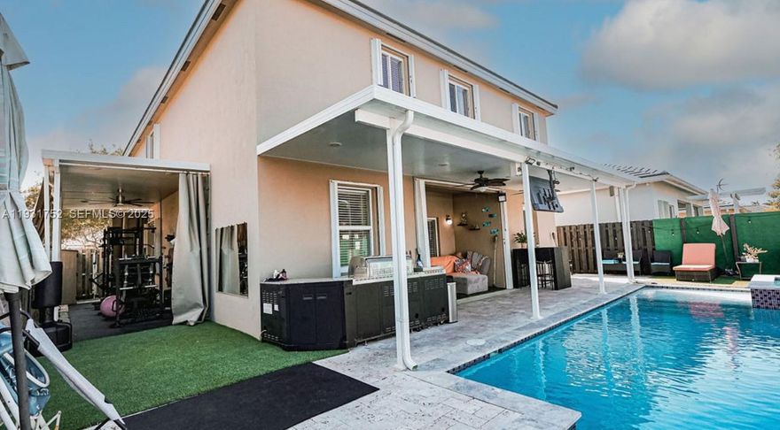 Welcome to this spacious and well-appointed 5-bedroom, 3-bath residence offering a 2-car garage, private pool, and dedicated home gym. Thoughtfully designed for comfort and functionality, this home features a full bedroom and bathroom on the first floor, ideal for guests, multigenerational living, or anyone who prefers to avoid stairs.
The open and versatile layout is perfect for both everyday living and entertaining. Enjoy the added benefit of solar panels, providing energy efficiency and cost savings. Step outside to a beautifully landscaped backyard oasis with a resort-style pool, creating the perfect space to relax, entertain, and enjoy year-round outdoor living.
This home offers the perfect blend of space, convenience, and lifestyle, truly must-see.