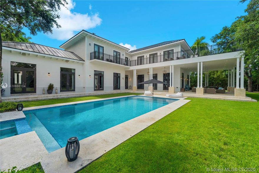 Stunning "New Modern"HamptonsStyle Gated Estate w/Carriage House.Featured in Luxe Magazine for Exceptional Architecture & Design.Picturesque Tranquility Defines this Interior & Exterior Ponce Davis Residence. 7 Beds/7.5 Bath Inviting Blue Door Courtyard Entry w/Elegant Limestone Foyer.Voluminous Sunlit Living Room to East/West Keystone Loggias & Professional Landscaped Resort Pool/spa/tennis/Basketball Ct.Sustainable White Oak Aspen Floors.All Paez Design Cabinetry.Bistro Style Gourmet Dining Kitchen w/Sub-Zero/Wolf Appliances & Exotic Stone Counters. AL- Fresco Entertaining Patio. 1st Floor Family, Media, & Guest Suites.Upstairs Grand Master w/Vena Grigio Spa Bath & Designer Closets.Wraparound treetop terraces.3 En-suite bedrooms w/loft to Carriage House Quarters breezeway over 3 Car Gar.