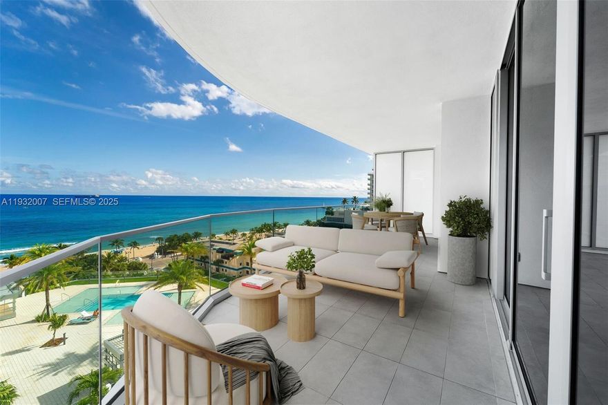 Residence 805S at Selene Oceanfront Residences is one of those layouts that just works — the coveted “Deep Sky” plan in the South Tower, with 3 bedrooms, 3 bathrooms, and a true indoor-outdoor flow that feels like a private resort in the sky. You get 1,890 SF of interior space plus a 376 SF terrace — and that terrace is the moment. Deep, glass-railed, and made for morning coffee, cocktails, and everything in between.

Inside, the great room opens beautifully into the dining area and a chef’s kitchen with island seating, pantry storage, and laundry tucked right where it should be. The den gives you flexibility (extra bedroom, office, or media room), while the owner’s suite is a calm retreat with a generous walk-in closet and a spa-style bath, plus custom closets and custom shades that elevate the home. A separate guest suite keeps everything feeling private and effortless.

And the lifestyle? Selene delivers it. Just across from Las Olas Beach, with lobby staff, concierge, 24-hour valet, and reserved VIP beach chair service. Plus the elevated Sea View Resort Plaza with two pools (including a 75’ lap pool), cabanas, and an intimate spa — resort living, without leaving home.