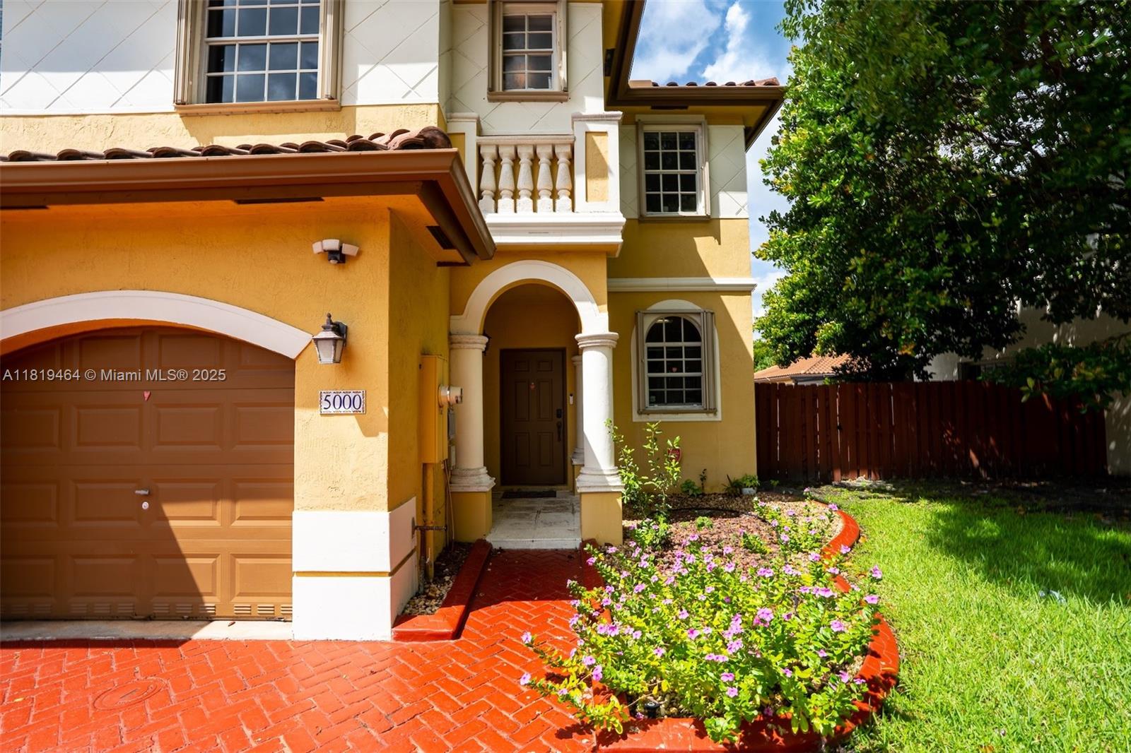 Welcome to this beautiful, corner townhome located in the desirable manned gated community of Santorini at Vizcaya. This spacious 3-bedroom, 2.5-bathroom, two-story residence features a large fenced in backyard, accordion hurricane shutters, and a 1-car garage with ample guest parking. The A/C was replaced in 2016. Enjoy access to a variety of community amenities including a pool, fitness center, clubhouse, tennis courts, and more! Conveniently located shopping, restaurants, major highways and much more! Can rent upon purchasing.
