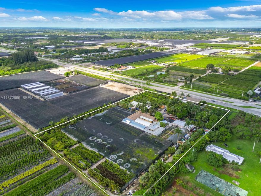 Excellent opportunity to acquire 5.5 acres of prime land, including an established business on high traffic Krome Ave (SR-997) and SW 204th St, one of Miami-Dade fastest growing corridors. The sale includes a fully operational business with over 25 years of continuous operation, along with the equipment, inventory, and trained professionals, enabling immediate continuation or expansion.
The real estate is the key value. One of the last large parcels along Krome Ave, it offers excellent frontage, visibility, and access at a signalized intersection. Located within Miami Dade western growth path, it benefits from ongoing infrastructure improvements and increasing development activity. This property provides strong current income and significant future upside, making it ideal for owner-users, investors, or future redevelopment.