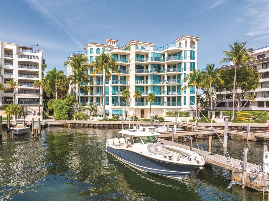Exclusive & Rarely Available! Ultra luxury bayfront Beacon Harbour condo with INCLUDED Private Dock accommodating up to a 60’ yacht. This gated boutique Coconut Grove enclave with just 10 units delivers the dream South Florida lifestyle. Entering via private elevator, you encounter fresh contemporary glamour enhanced by cinematic sunrises & panoramic bay views. The showcase home features: a spectacular Primary Suite w/spa-style bath; a chef’s kitchen w/gas range, double oven & wine cooler; high ceilings; expansive living spaces; abundant floor-to-ceiling impact windows; and a broad terrace spanning the length of the residence. The deep-water dock has direct ocean access. Building amenities include a 60’ waterfront lap pool, Jacuzzi, fitness room, grill station, garage & kayak launch.