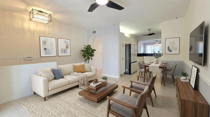 Spanning a generous 1,508 square feet, this 2-bedroom, 2-bathroom Gated Community condo in Southampton offers the ease of single-level living paired with refreshing outdoor Water Views screened-in back patio, where you can enjoy peaceful, unobstructed lake views. The expansive floor plan provides a house-like feel with ample room for entertaining and relaxation. Being a first-floor unit, you enjoy the convenience of easy access without the need for stairs or elevators and extra courtyard space for gardening or seating - Full sized Washer and Dryer - Your monthly dues provide a true "lock-and-leave" lifestyle, covering water, sewer, trash, cable, and high-speed internet, Shuttle Bus, Clubhouse, Pool, Pickleball Court, Fitness room, Theater and more!!  Whether you are looking for a quiet afternoon by the water or a morning match on the courts, this community offers everything you need to enjoy your best chapter yet.