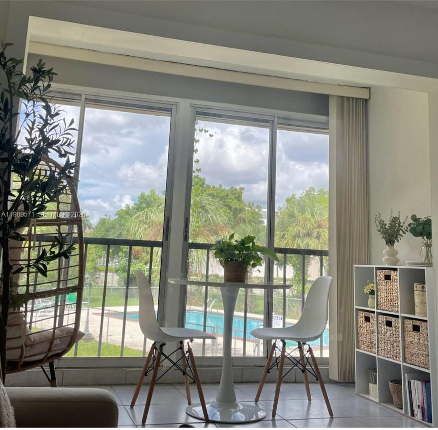 LOCATION,  LOCATION, LOCATION. Beautiful one bedroom apartment on the second floor with a view of the pool . The kitchen and the bathroom have been remodeled. Minutes away from Flagler Park Plaza Shopping Center with Publix, restaurants, and stores. Easy public transportation access. Close to turnpike and Palmetto Expressway. Building has an elevator. One assigned parking. Building offers guest parking for guests. The water, sewer and trash are included in the rent. Condo Application is $100.00 and $55 per person. Maximum 2 tenants.
Community has a pool.