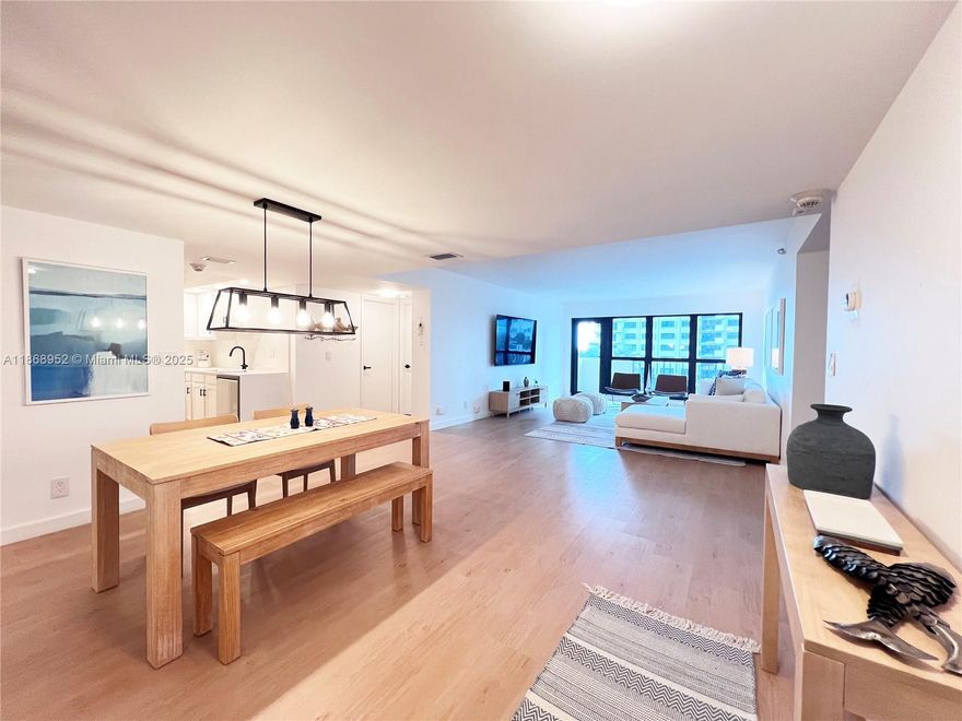 Beautifully Remodeled 2-Bedroom + Den with Ocean Views. Fully remodeled and furnished, this spacious 2-bedroom, 2-bathroom plus den residence offers stunning, unobstructed ocean views from every room and the balcony. Located within the 14-acre Sea Ranch community, a resort-style waterfront complex, residents enjoy private beach access, three cabana rooms, gas and charcoal BBQ grills, three heated pools, eight tennis courts, a putting green, dog park, fitness center, 24-hour concierge and security, and walking paths through lush tropical landscaping. Conveniently situated across from shops and restaurants.