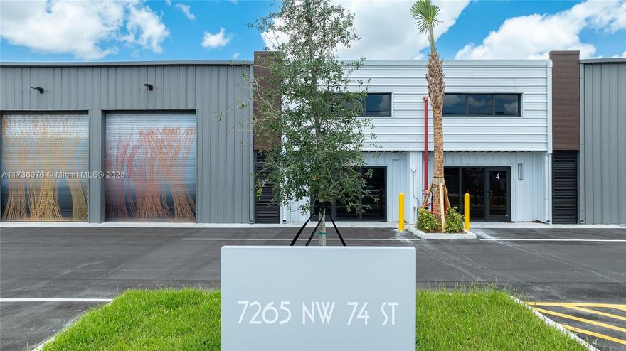 Brand New 6919 SQ FT Warehouse/Flex with a Loading Dock Available for Sale in Medley, FL. This Unit has High Ceilings, Air-conditioned Office, Mezzanine, Spacious Warehouse Storage Area, 2 Roll-up Doors, and Parking. The Unit Includes: Office area with air-conditioning, bathrooms, painted walls & flooring. One mezzanine. 2 large industrial garage doors, a loading dock. Sale Price: $350/sq ft