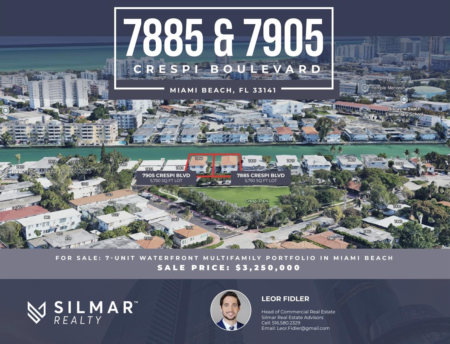 7905 Crespi Blvd – Waterfront Triplex | 100% Leased
Waterfront triplex in Biscayne Beach Subdivision
RM-1 zoning with redevelopment potential
Unit mix:
• 2 units – 2 Bed / 2 Bath
• 1 unit – Studio
Current monthly income: $6,550 | Pro forma: $7,300
Annual current income: $78,600 | Pro forma: $87,600
Built in 1947 | 1,946 SF living area | 5,750 SF lot
Prime location near beach, shopping, and North Beach town center