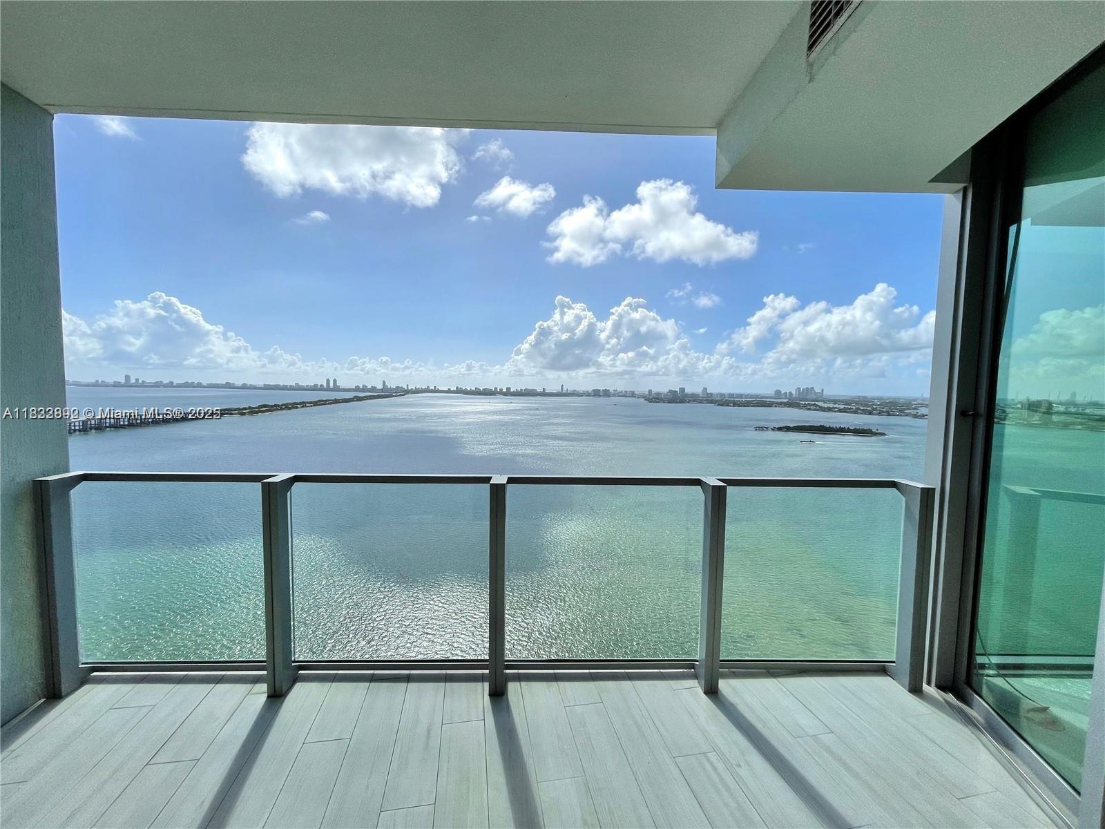 Best priced direct east facing unit. Junior 2-bedroom plan at Biscayne Beach. Motorized window treatments. Master bedroom faces directly to the bay and small den/bedroom has its own connecting bathroom and closet. One of the most luxurious buildings in Edgewater with private elevator, two pools, gym, spa and tennis courts. Vacant and easy to show.