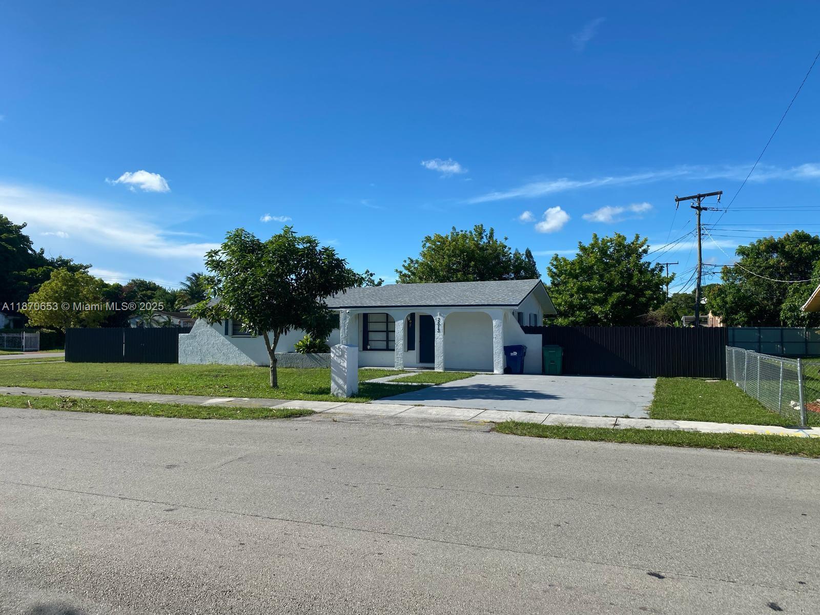 Beautiful 4-bedroom, 2-bathroom home available for rent in Miami Gardens! This impressive corner property offers a spectacular and cozy patio, perfect for enjoying quality time with family and friends. With no front neighbors, you'll enjoy added privacy and quiet. The house has been completely remodeled, with modern finishes andamenities. The kitchen features stainless steel appliances and a granite countertop, adding a touch of elegance to the space. The bedrooms are spacious and offer plenty of natural light, creating a cozy and comfortable house completely Tenoate