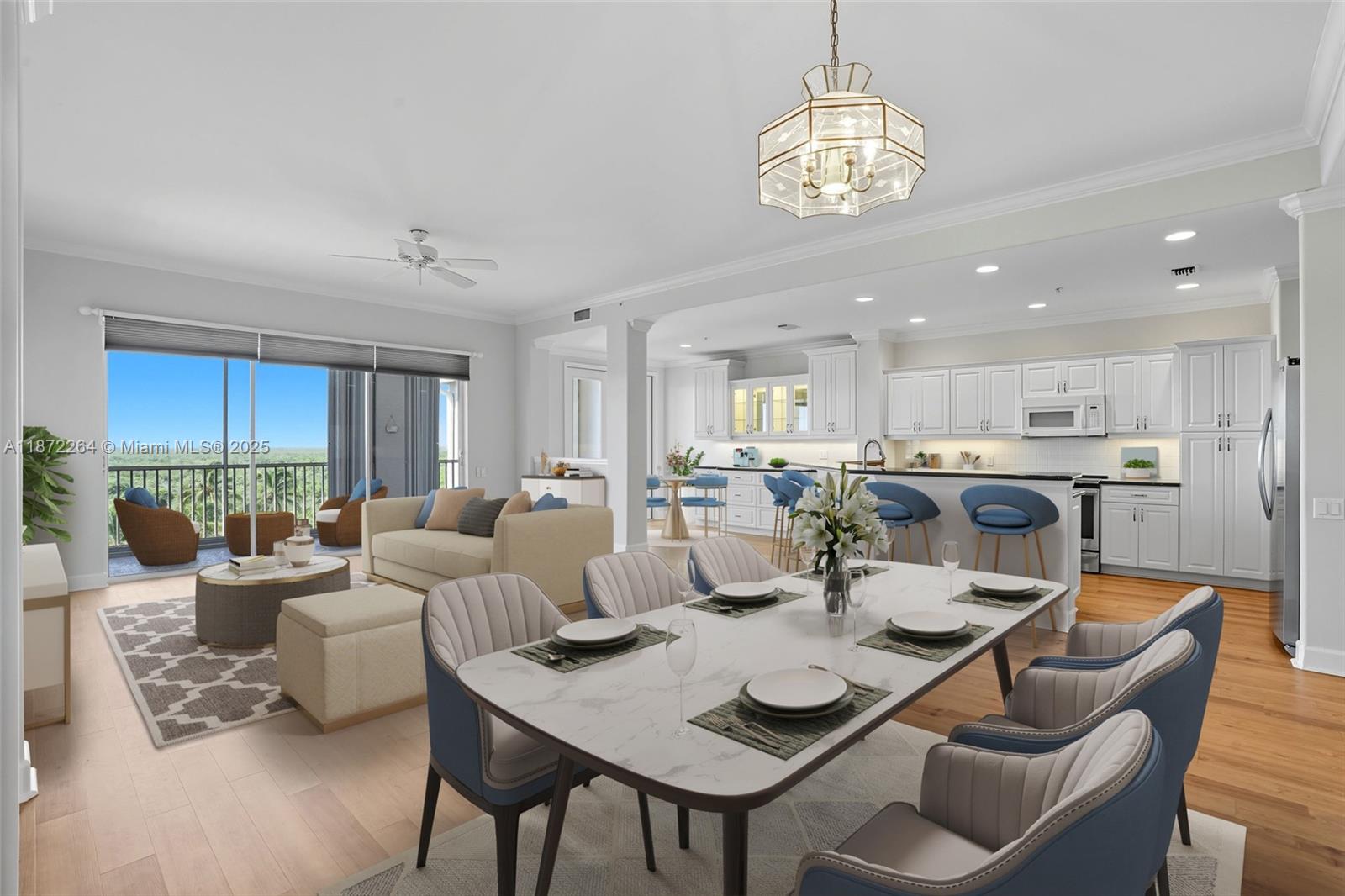 Nestled in Lake Village at Lexington Country Club, this top-floor Sutton Walk residence offers breathtaking lake and preserve views. The open floor plan features crown molding, plantation shutters, and abundant natural light. Enjoy the screened lanai, granite kitchen, and two bedrooms including a primary suite with a California-style walk-in closet; the guest room has a Murphy bed. Luxury vinyl and tile floors add low-maintenance appeal. Additional perks: new A/C (Nov 2023), one-car garage, assigned carport, storage locker, pool, Island Club, Tiki Bar, tennis courts, and pay-as-you-play golf.