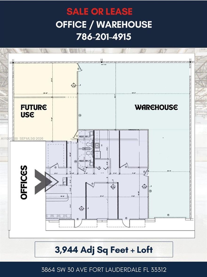 Prestigious location in a clean office park.  3,944 square feet of offices and warehouse plus a loft...25 foot ceiling