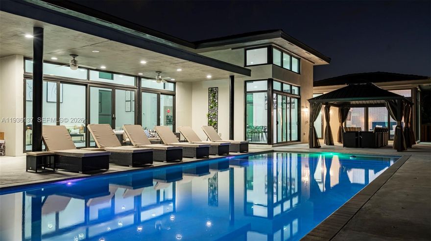 A rare opportunity to own a beautifully built 2022 estate in the highly sought-after Plantation Acres community. This expansive 8-bedroom, 7-bath residence spans approximately 7,000 sq ft and showcases impressive 15-foot vaulted ceilings, a heated pool, game room, and private home theater. Designed for both comfort and entertaining, each bedroom offers generous space, while the primary suite serves as a serene retreat. Located just minutes from Fort Lauderdale and Hollywood beaches, Sawgrass Mills, premier golf courses, and within walking distance to American Heritage School. Zoned for an equestrian-friendly lifestyle, this move-in-ready home blends luxury, privacy, and convenience in one exceptional offering.