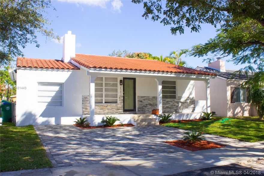 Absolutely gorgeous home. This home has been completely redone with high end materials and craftsmanship. The home features new kitchen cabinets, granite counters and stainless appliances. Newly remodeled bathrooms with modern fixtures and design. Solid wood interior doors. New Porcelain flooring provides beauty and low maintenance. Modern lighting fixtures throughout the house. New aluminum impact doors on all exterior doors. New paver driveway and mosaic exterior façade, all completed by new landscaping and a fresh coat of interior and exterior paint. This house is truly turnkey!!! HOME IS PRICED TO SELL, MOTIVATED SELLER IS READY TO MAKE A DEAL!!!! Please call agent for showing instructions.