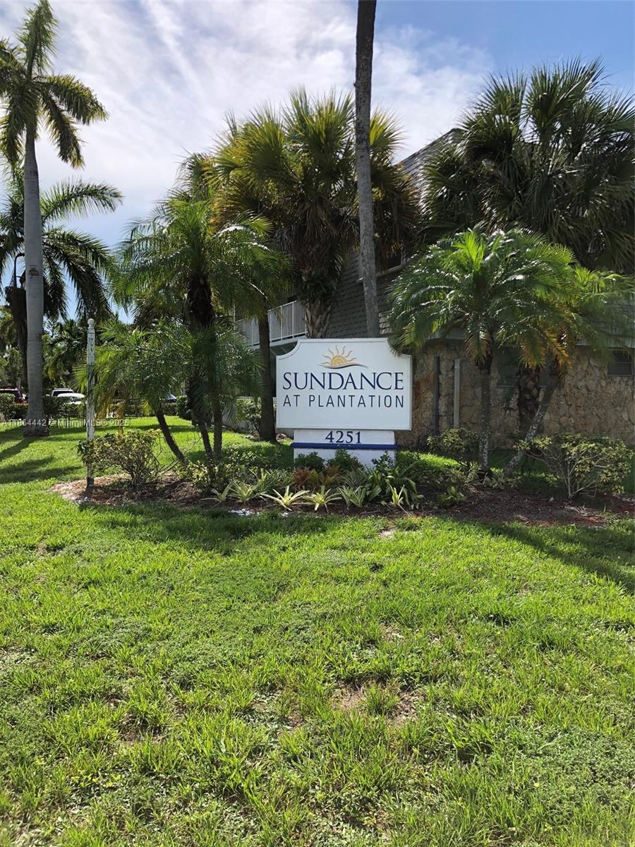 """AS IS""" Second floor corner unit in Sundance at Plantation. Bright, clean and freshly painted 1/1 apartment featuring tile flooring throughout. Enjoy a practical layout with separate dining and living areas, plus a hallway with a linen/storage closet.The spacious bedroom offers a generous closet space. The community has amenities such as: community laundry on the second floor, pool and onsite management. Parking and guest parking. Centrally located just one block from State Rd. 7, within walking distance to schools, hospital and plazas. Easy access to I-95, 595, Florida's Turnpike, and more.
