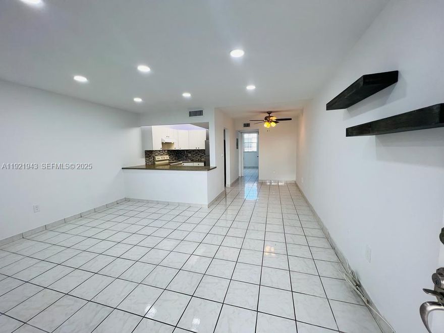 Beautifully updated 1-bedroom apartment in North Bay Village! This condo offers a spacious bedroom with ample closet space, a modern kitchen with a stylish backsplash, a stainless steel refrigerator, and LED ceiling lighting. The bathroom has been upgraded with high-end finishes, featuring a frameless glass shower door and 4' x 4' Carrara tile.  The apartment is enhanced with elegant lighting fixtures throughout. The building includes an elevator and great amenities such as a pool, laundry facilities, and parking—accordion shutters. Additional features include an electric water heater, a sediment water pre-filter system for the entire unit, and a central location just minutes from restaurants, supermarkets, shopping centers, Walgreens, Publix, and the beach. Don’t miss out—this one won’t last long!