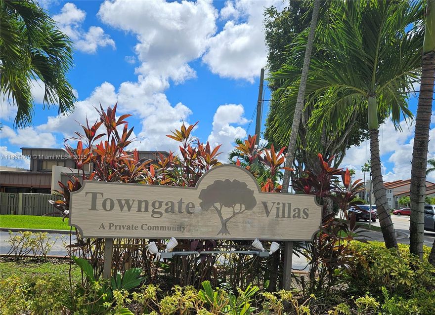 Wonderful opportunity to own a gorgeous and spacious one story townhouse in Towngate Villas. This bright and spacious townhouse features updated bathrooms, washer, dryer, large closets and more.  This 1,246 sq. ft., two 2-bed/2-bath unit offers large living and dining room area and family room. A nice private patio area. The larger rear patio conveniently accesses a beautiful green open area and a f surrounded by trees, the perfect setting for your kids to enjoy the outdoors. Community very well maintained with lavish landscape and impeccable greenery. Prime Kendall Location! Centrally located just minutes from top-rated schools, major shopping centers, restaurants. One of the lowest HOA fees in the area! Come and see it!!!