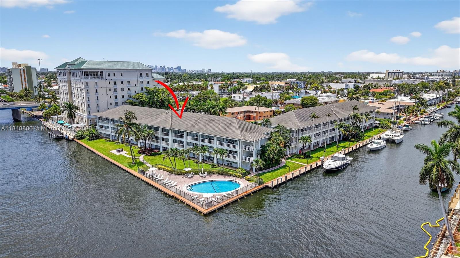 Unparalleled Intracoastal elegance. This fully reimagined 1st-floor residence boasts a rare 49’ deeded dock in a tranquil no-wake zone, complete with power, mooring whips, bumpers, and security. Meticulously curated with top-tier finishes: Viking kitchen with 36” commercial fridge, quartz surfaces, pot filler, drawer dishwasher, and touchless faucet. Spa-level bath with Toto Neorest bidet, jetted shower, and floating vanity. Smart home features include Trane 23 SEER A/C, RGF air purification, custom lighting, USB ports, wall safe, and a hidden bookshelf door. Full-size washer/dryer, tankless water heater, bespoke closets. Deeded parking/storage, heated pool, show-stopping views, pet friendly, and fully funded reserves.