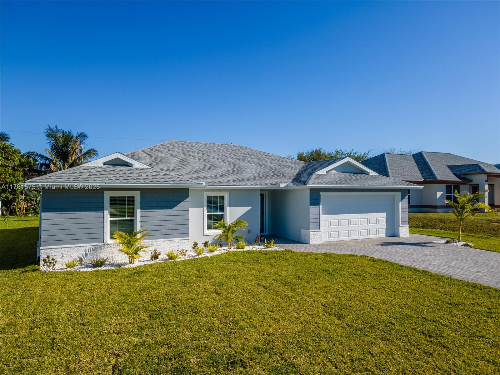 5.99% 30 year fixed-FHA , 3.5% down & 15k towards closing costs w/ a full price offer available when using the
builders preferred lender! Discover your future dream home with this exceptional New Construction property. This unique floor plan stands out from other spec homes in the area, offering a blend of style, functionality, and
comfort that is hard to find. Located in the vibrant NW Cape Coral area, this home is perfectly situated where the community is rapidly growing. The property is already connected to city water and sewer services, ensuring convenience and reliability. Plus, it's located in an X Flood zone, so no mandatory flood insurance for buyers
using a mortgage. This is a fantastic opportunity to secure a beautiful home with financial ease. **Rooms virtually staged **