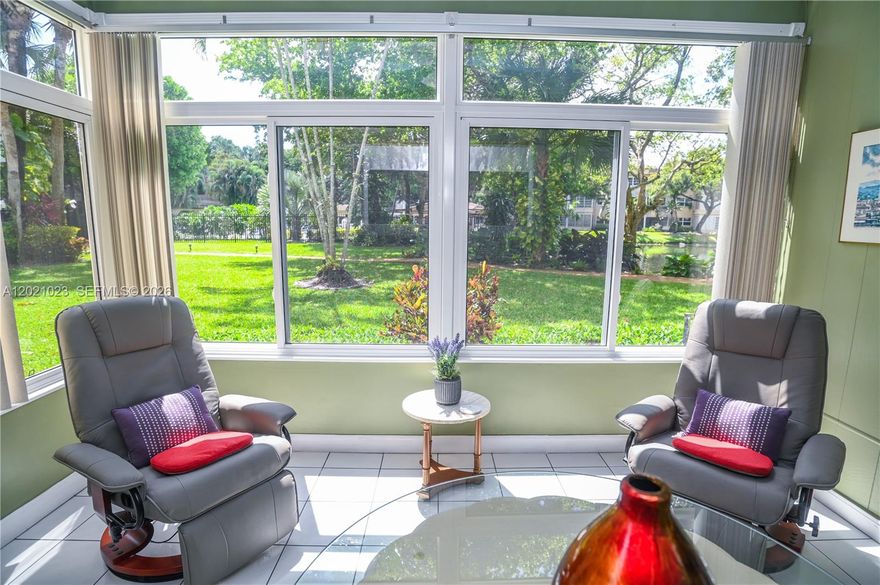 AMAZING VIEWS FROM THIS BEAUTIFUL 1 BEDROOM 1 BATHROOM CONDO LOCATED IN THE HEART OF LAUDERDALE LAKES. RELAX OVERLOOKING THE TRANQUIL VIEWS. GREAT LOCATION ON THE 1ST FLOOR WITH PARKING JUST OUTSIDE YOUR DOOR. THIS SPACIOUS UNIT HAS LOTS OF STORAGE CLOSETS. IMPACT WINDOWS IN YOUR ENCLOSED FLORIDA ROOM. UPDATED BATHROOM. UNIT IS BEING SOLD FURNISHED. NEW ELECTRICAL PANEL (2023). BEAUTIFUL TILE FLOORS THROUGHOUT. THIS COMMUNITY IS AN ACTIVE ADULT COMMUNITY & OFFERS SO MANY ACTIVITIES. AMENITIES INCLUDE: HEATED POOL, BBQ AREA, CLUBHOUSE, SHUFFLEBOARD, GYM, BILLIARDS, TROPICAL WALKING PATH, AND SO MUCH MORE! CONVENIENTLY LOCATED TO RESTAURANTS AND SHOPPING, ALL CLOSE BY. 15 MINUTES TO BEACHES THIS IS TRULY A MUST SEE! BUILDING HAS A NEW ROOF!