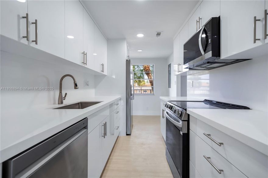 Step into this completely reimagined 2-bedroom, 2 bath condo where every detail has been thoughtfully upgraded with care and style. Nothing was left untouched: new walls, new electrical, new plumbing, new floors. Expertly designed layout choices with top-tier finishes. High-end signature appliances in a sleek, modern kitchen, wood-like porcelain tile floors throughout the home, private washer and dryer, modern bathrooms with carefully chosen tile accents and floating vanities. Both bedrooms offer walk-in closets, plus plenty of storage throughout. Natural light plus a generous balcony overlooking the lush landscape of this well-kept community. Take comfort knowing you’re in a beautifully maintained community in a fantastic location close to everything you need.