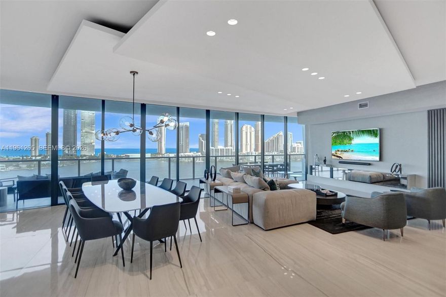 Aventura’s Only Private Island.
Experience the unparalleled prestige of Privé Island, an exclusive twin-tower enclave set on an eight-acre private oasis. This masterfully curated 3BR/4.5BA residence spans 3,032 SF of pure sophistication, featuring a professional "Contemporary Transitional" design that perfectly balances modern edge with timeless warmth.
Step inside to an expansive area with floor-to-ceiling glass that frames unobstructed, panoramic water views from every vantage point. The flow-through layout leads to oversized, deep terraces—the ultimate setting for both golden sunrises and sunsets over the Intracoastal. The interior is a showcase of elite craftsmanship, boasting exquisite flooring and ceilings, fantastic wall decor and a gourmet chef’s kitchen equipped with top-tier Miele appliances and custom cabinetry.
Living at Privé is a five-star experience every day. Residents enjoy over 70,000 SF of world-class social spaces, including a massive gym and spa, a private marina, two shimmering pools, a private beach, tennis courts, and an on-site signature restaurant. Additional luxuries include a wine cellar, social lounges, a curated children’s room, and a scenic perimeter fitness trail.

Located just moments from the world-class shopping of Bal Harbour and Aventura Mall, yet tucked away in total seclusion. Offered fully furnished and professionally designed—this is a rare, turnkey opportunity to own in Aventura’s most coveted and secure enclave.