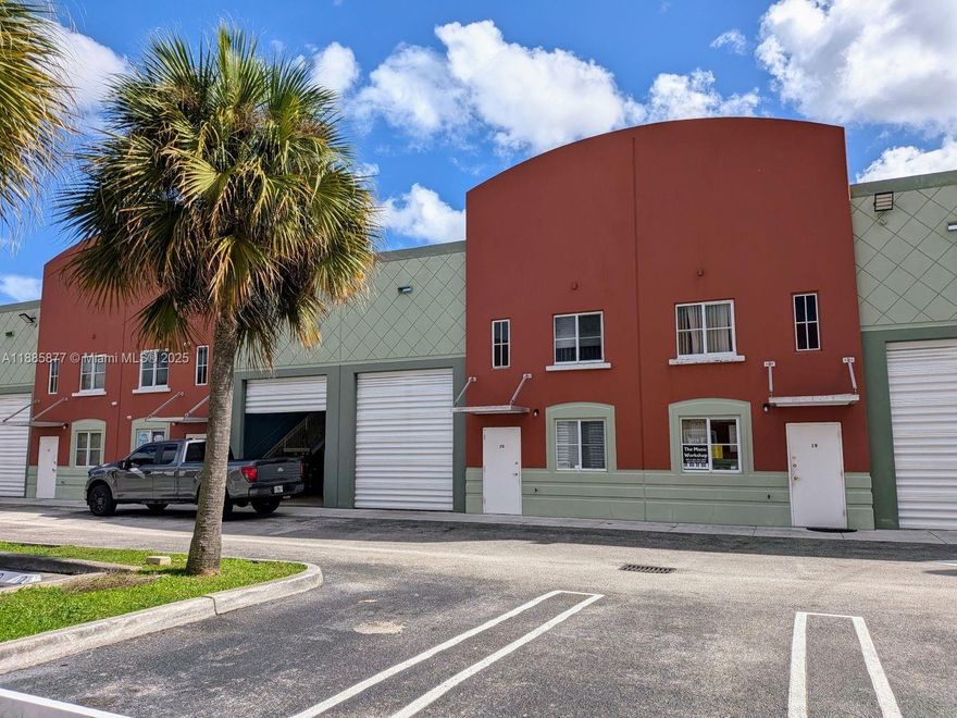 Rare opportunity to own a flex unit in Pineview at Kendall Industrial Park. The space totals 1,042 SF, including approximately 450 SF of warehouse with a street-level overhead loading door. The unit features two offices (one on each floor), a restroom, a kitchenette, acid-stained concrete floors and 18’ clear ceiling height with a concrete twin-T roof. Built in 2005, the property is equipped with impact-resistant windows. Condo association fees are $752 per quarter. Some of the furniture in the photos and racks can be included in the sale. Located next to Miami Executive Airport.
