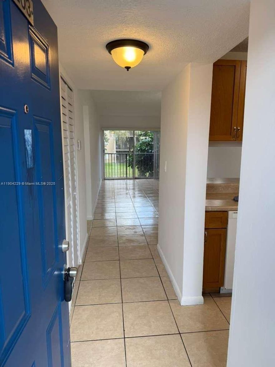 Very well keep and spacious 2 beds 1 bath condo in a centric area of Miramar. Freshly painted, plenty of closet,
 master bedroom with 2 closets and small balcony, bathroom partially remodeled, tile floors, gated community with
 a pool.
