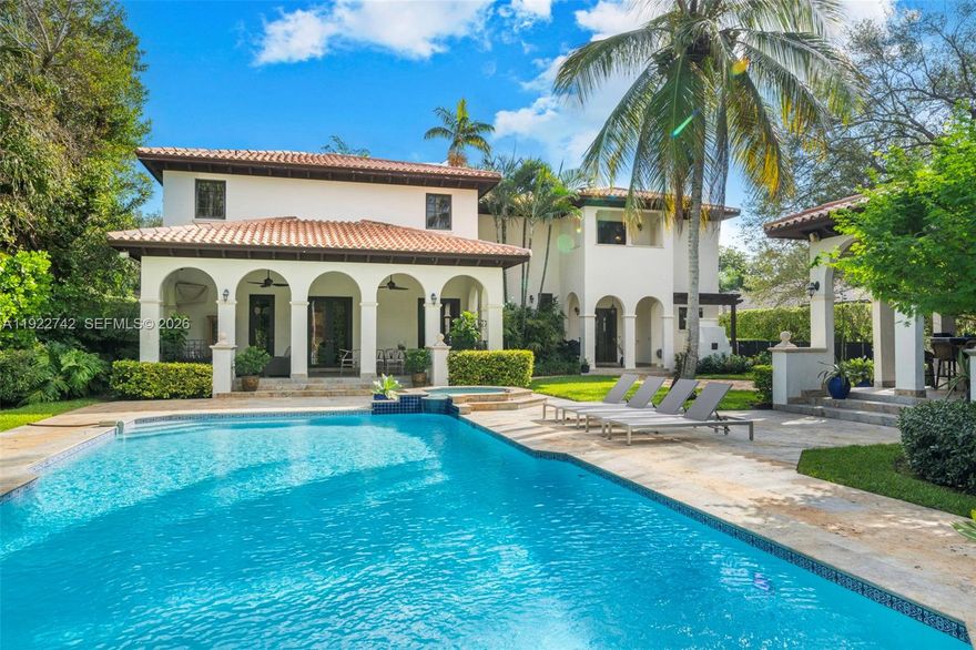 Set on a lush builder’s acre in North Pinecrest, this gated estate offers privacy, space, and exceptional proximity to some of the area’s finest public, private, and magnet schools in Coral Gables, South Miami, and Pinecrest. Behind a secure wall and gate, a stunning circular driveway leads to this beautifully updated home—a contemporary twist on classic Spanish-style architecture with soaring ceilings and abundant natural light throughout. The expansive property features 7 bedrooms, including a large guest house ideal for extended family or guests. Resort-style grounds include an oversized pool and jacuzzi, a brand-new pickleball court, and multiple covered terraces with a summer kitchen and custom outdoor pizza oven—perfect for entertaining. The generous yard offers ample green space for recreation and relaxation. Completing the property is a 3-car garage with lift, making this private compound a rare offering on one of Pinecrest’s most desirable oversized lots.
