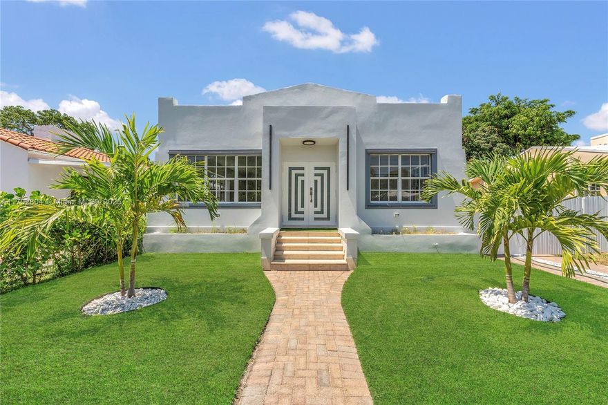Immaculate, turn-key one-story 3 bed/2ba home with pool in the heart of Miami. This property is move-in ready, with brand new flooring, appliances, cabinetry, and finishes. This home offers beautiful natural lighting throughout, as well as an open floorplan making it easy to furnish to your liking. There are no parking restrictions with plenty of space for all kinds of vehicles. There is a covered detached garage in the back of the property offering more storage space, or a creative living conversion if needed. A fence encompasses the back of the property, and a gate in the front, giving this home privacy and security. The pool comes just in time for the Floridian summers, with AstroTurf laid all throughout and endless opportunities for the buyer to turn this into their own outdoor oasis.