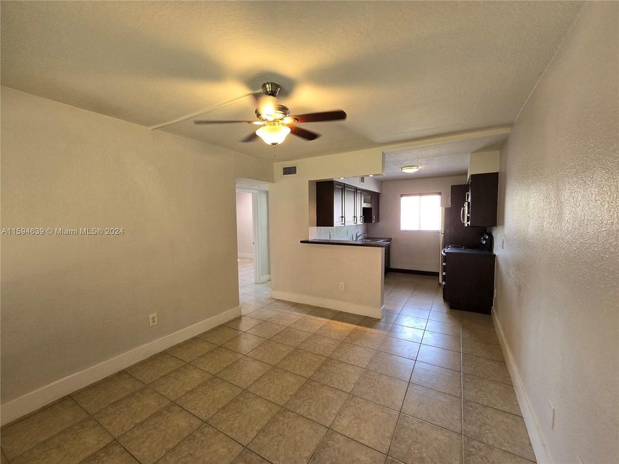 2-bed, 1-bath condo on 1st floor with renovated kitchen and bathroom. Swimming pool, 1 assigned parking space, guest parking and laundry on-site. 2 months required for entry (first month + security). Water included with rent.