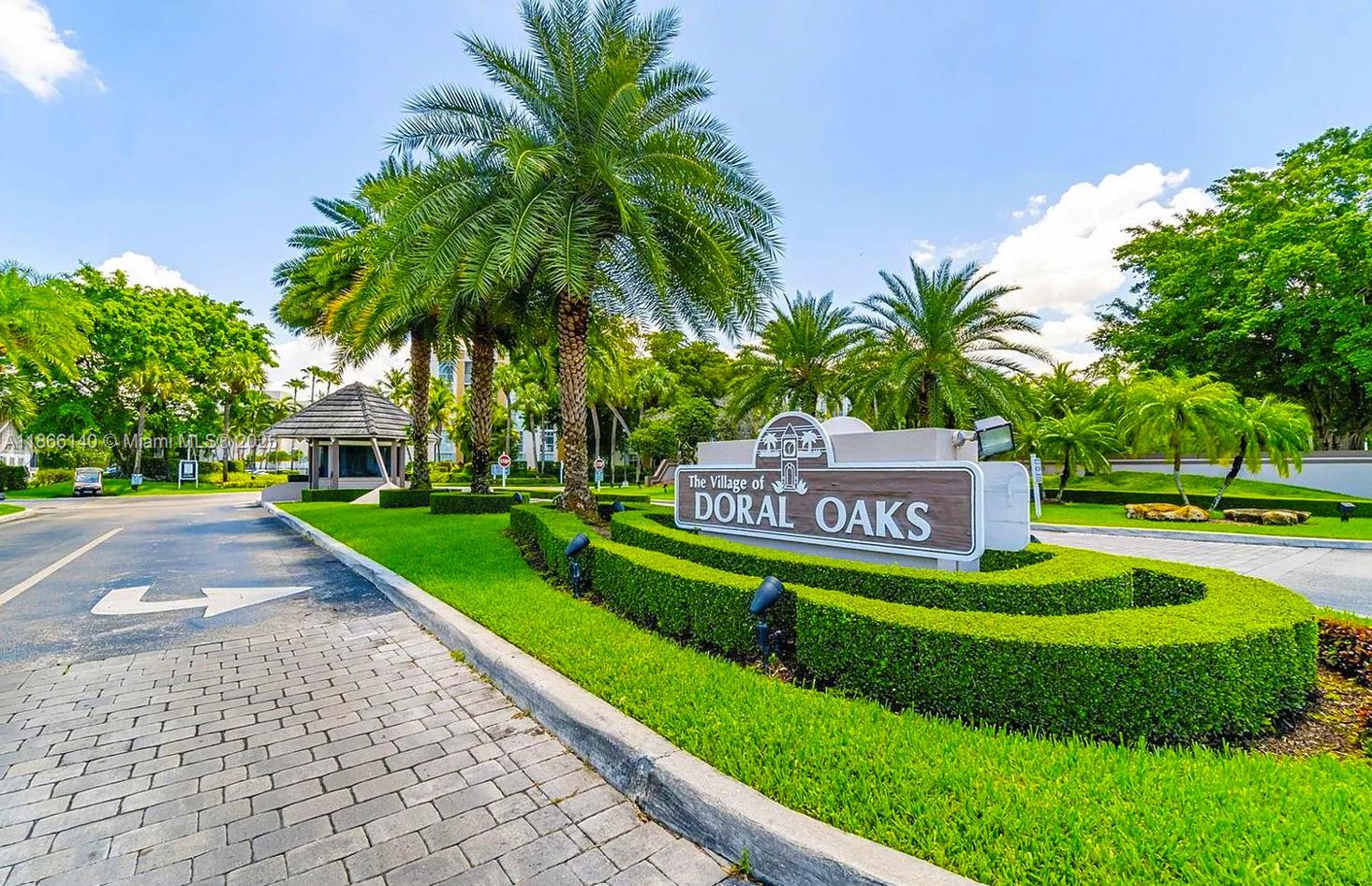 Spacious, 2 bedroom/2 bathroom in the gated community of Doral Oaks! This lovely unit features: new porcelain tile floors, split bedrooms for privacy, with 2 master bathrooms, large bedrooms with plenty of closets, and a nice screened-in balcony overlooking the green areas. Elegant lobby with 24-hour security doorman! Located in the heart of Doral, A+ schools, award-winning parks, on the trolley path, and a private clubhouse with a gym, pool, entertainment area, and restaurant for members and their guests, and much more. Water, parking, access to the gym, and all building amenities are included. Walking distance to the golf course, supermarket, and shopping centers. No pets allowed.