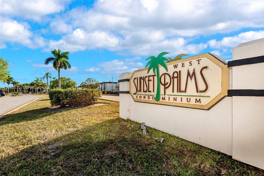 Economical and partially updated 2/1 in Sunset Palm West, freshly painted throughout with brand new blinds in every room. The A/C equipment is one year old. Enjoy the convenience of two assigned parking spaces, Investor are welcome, Rent immediately with a projected cap rate of 7% and strong upside in equity appreciation thanks to the excellent central location. 5 minutes away from Palmetto 
 (826) Expressway. All electrical outlets and lamps were replaced, Price aggressively for a quick sale. Property is vacant and easy to show, The Seller will entertain offers.