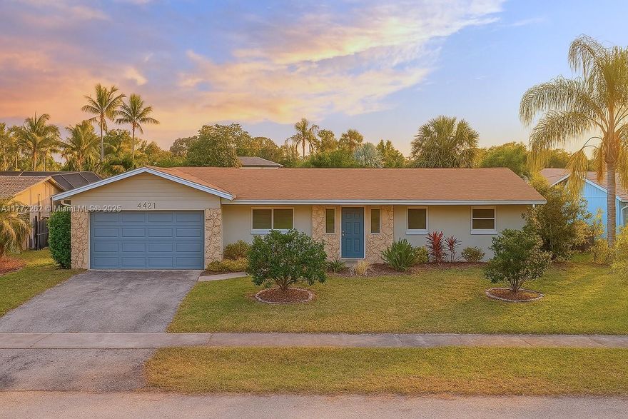 This excellently located 3-bedroom, 2-bathroom, 2-car garage home with NO HOA is READY FOR YOUR NEXT MOVE! Filled with natural light, this beautiful house features a recently remodeled chef's kitchen with soft-close white cabinetry, quartz countertops, and a stunning glass backsplash accent. The primary and second bathrooms were also recently remodeled, and an inviting additional space is perfect for breakfasts, along with a cozy family room for gathering with loved ones. Highlights include vaulted ceilings, impact windows/doors (2018), a new roof (2021), an air conditioner (2018), a water heater (2019), and new gutters (2021). The saltwater pool was refinished with Diamond Brite and new equipment, plus new pavers, lush landscaping, and mature trees complete this stunning home. A must-see!