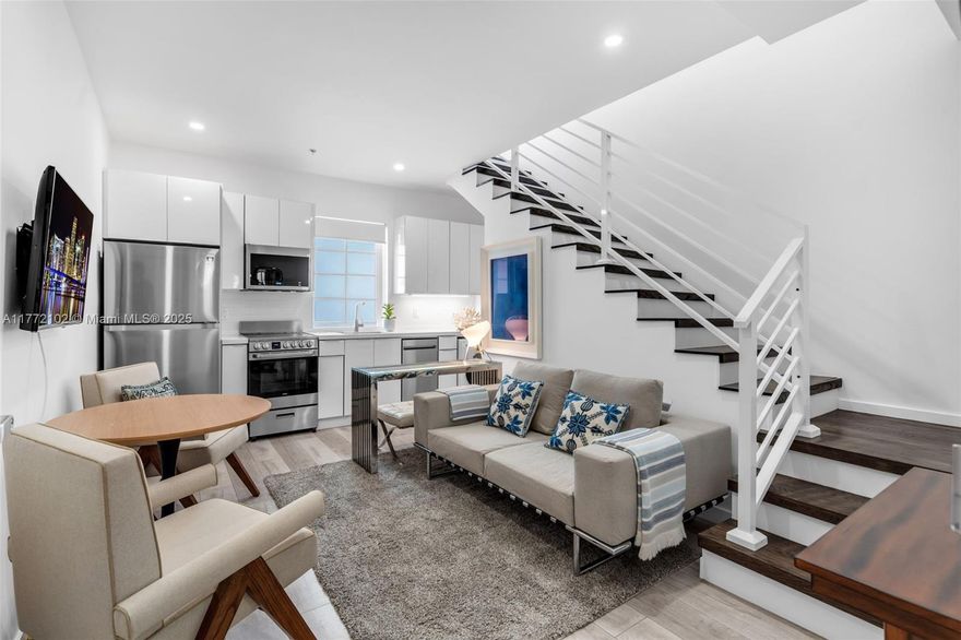 Discover the perfect pied-à-terre in the heart of Miami Beach! This modern 2-story gem, built in 2022, offers 511 sq. ft. of stylish living just half a block from Lincoln Road and minutes from the beach. Flooded with natural light, the cozy yet sophisticated space features impact windows, an open layout, and a charming upstairs bedroom for added privacy. Ideal as a weekend retreat or investment, this sleek residence blends contemporary design with unbeatable location. Don’t miss this rare opportunity to own a piece of paradise!