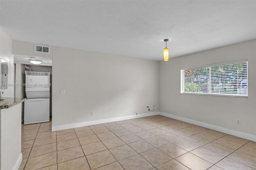 Beautiful one-bed, one-bath condo that is ready to be your next home! Located in a gated community and close toPublix and other great shopping centers for your comfort. Complete kitchen with Amana Appliances (dishwasher, oven/stove, microwave, side by side fridge), many drawers & cabinets, with a dainty wall divider to enhance living area. Enjoy convenience and ease with a carpeted walk-in closet, cohesive tiles throughout, and washer/dryer in.Full bathroom with white tub and shower hand held head. Great location and upgrades. Easy to show, 24 hoursHOA approvals