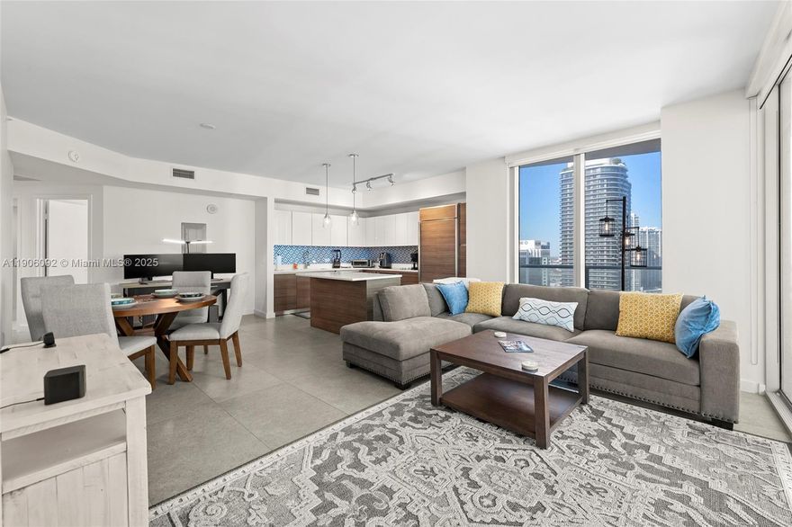 Live in the Heart of Brickell! Designed by Carlos Ott & Pininfarina Group, Millecento offers the best of Brickell living. This 2-bed, 2-bath residence features a spacious split floor plan, Italian kitchen cabinetry, top-of-the-line appliances, including an integrated refrigerator and dishwasher. The unit includes recessed lighting, window treatments, & in-unit washer & dryer. No expense spared. Located on a high floor, it offers a wraparound balcony with spectacular views of Brickell. Enjoy resort-style amenities including 2 pools (one rooftop), a fitness center, club room with billiards, children’s playroom, theater, and sauna. Ideally situated within walking distance to Brickell’s best restaurants, cafés, and shops. Building services include 24-hour concierge, valet, and security.