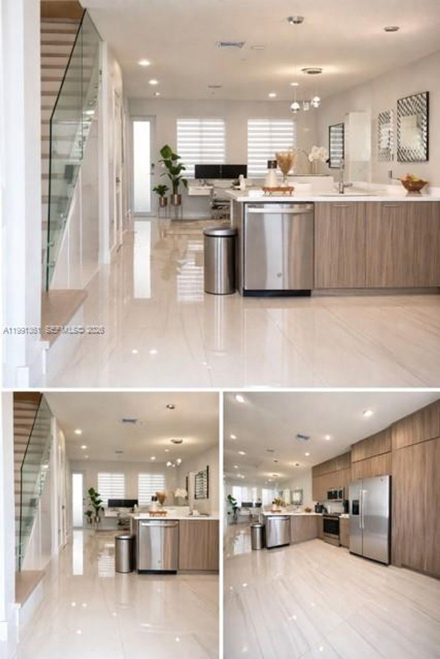 Beautifully 3 beds 2 baths upgraded and move-in ready residence in the heart of Doral. This unit futures elegant new flooring throughout, enhancing both style and comfort. The kitchen offers extended cabinetry, providing additional storage and functionality. The home includes custom closets that maximize organization and space, along with extra built-in storage under the staircase which has also been transformed with sleek glass railing, creating a modern feel. 
Located in a desirable community close to top rated schools, shopping and dinning, this property combines convenience with modern upgrades.