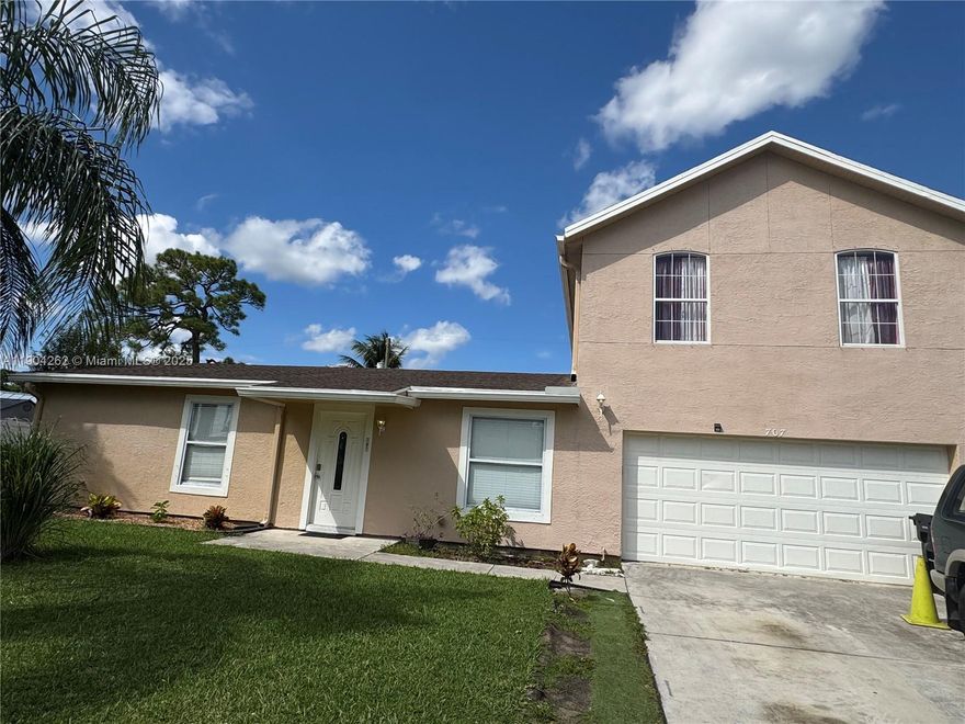 Spacious 5 bed 4 bath pool home in great location! Large screen enclosed salt water beach entry pool to enjoy all year long! Spacious kitchen with breakfast bar is perfect for entertaining. Large living room with French doors that open to the pool. Large enclosed patio with 4 sliding glass doors that fully open for easy access to the pool. New roof installed on first floor. Home has 2 A/C units, ceiling fans in every room, wooden fence with separate dog run, large shed, fresh paint and pool gate. This home is a must see, especially if you have a large family or love to entertain