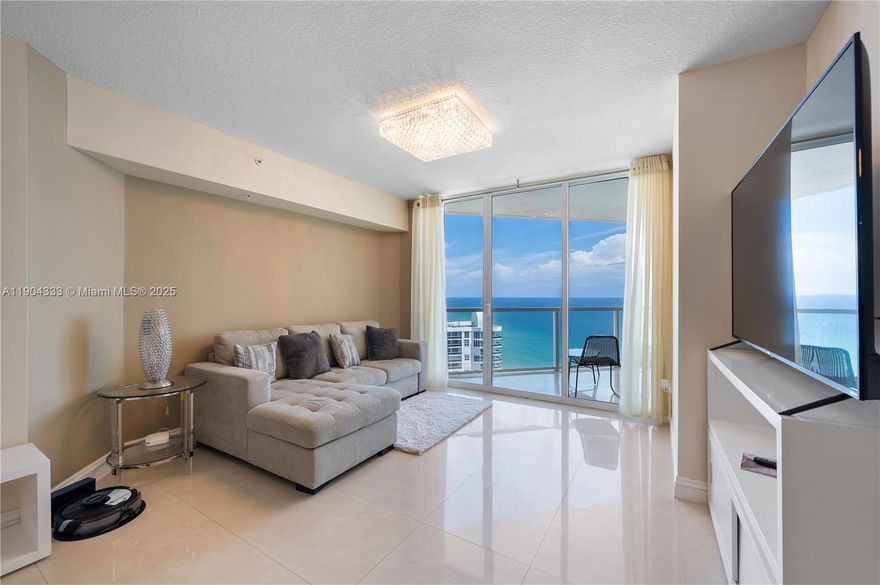 Enjoy breathtaking ocean and beach views from this 1 bed, 1.5 bath beachfront condo in Sunny Isles. The unit features granite countertops, washer/dryer, 2 balconies, and comes fully furnished. Luxury amenities include a new fitness center with panoramic ocean views, pool service, beach service with towels/chairs, 24-hr concierge, valet parking, playroom, and access to a seaside pier restaurant with 15% off. Located minutes from Aventura Mall and Bal Harbour, with restaurants and shopping within walking distance. The perfect beach retreat!