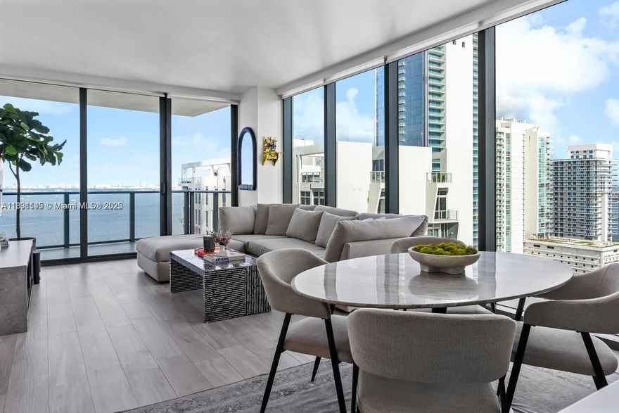 3 Bedroom 2 & 1/2 Bath SE corner line at Icon Bay. Spectacular City and Bay views. Furnished, floor to ceiling windows, roller blinds/blackouts in bedrooms, custom walk-in closets. Private elevator foyer entry from sky lobby. Building offers resort-style amenities including a bayfront pool, 2 Tennis Courts, Gym, Party Room, an entertainment area and billiards table. Edgewater is a very central neighborhood just 5 to 10 minutes' drive to Miami Design District, Midtown Shops, Wynwood, Brickell, Downtown and Miami Beach.