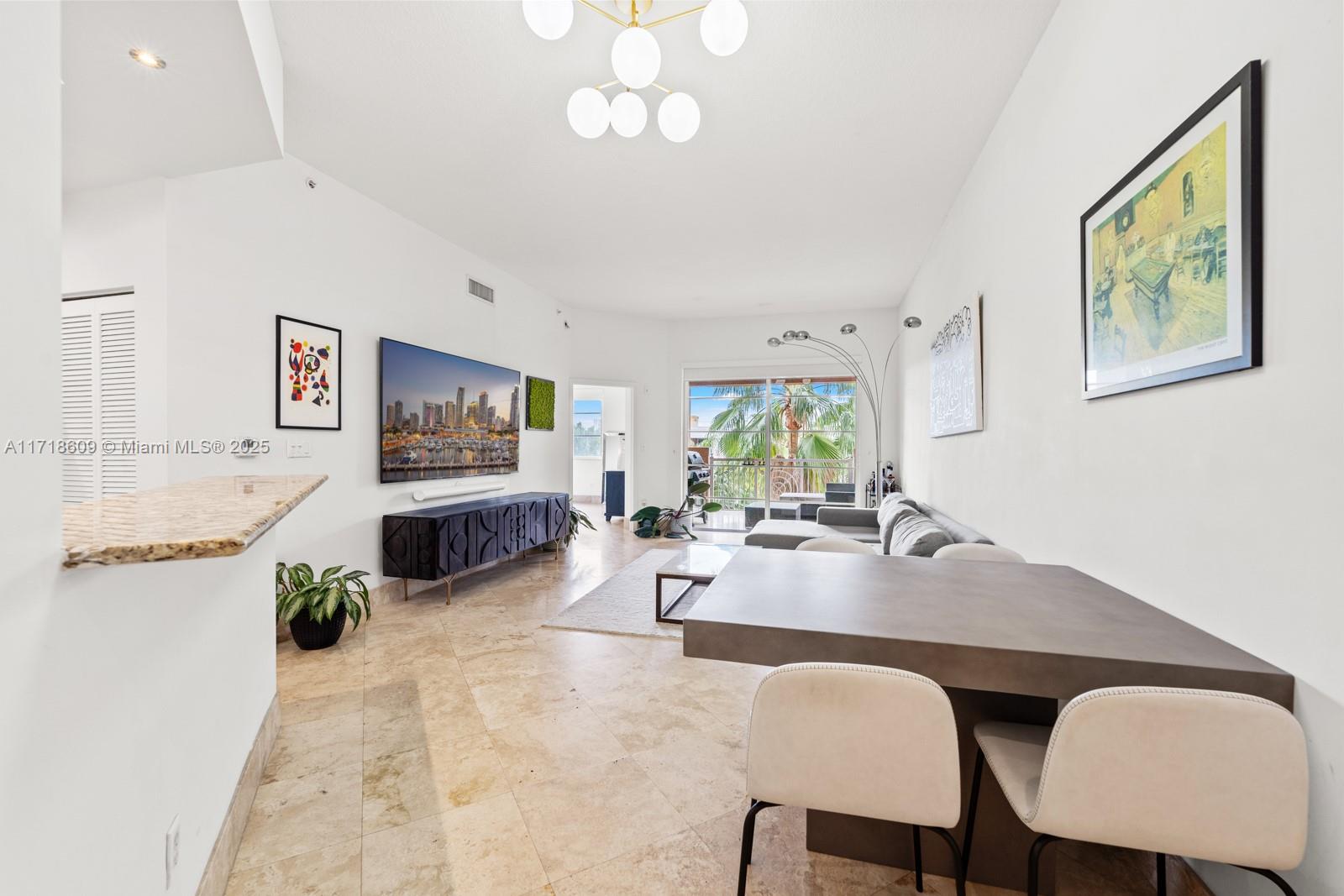 Top floor – 10 foot ceilings (highest in the community) in the heart of the amazing South of 5th Neighborhood. Super efficient floor plan, direct pool view, assigned parking. Hurricane impact windows being installed in the next month or two. Offered fully furnished with furnishings include CB2 and West Elm modern furniture and fixtures, a new Samsung 85 inch television(with Sonos Soundbar), with another in the master bedroom, Bosch appliances and an extremrely comfortable bed. Master bath is very spacious and custom built closets for great storage. Cable and internet included in rent.