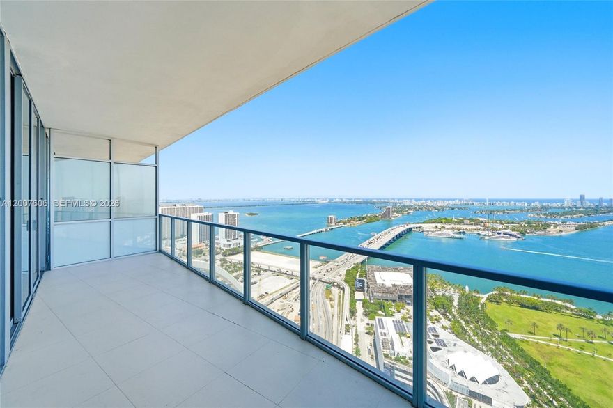 Unit 4402 presents spectacular, unobstructed panoramic views of Biscayne Bay and the Atlantic Ocean through floor-to-ceiling high-impact windows.2 bedrooms and 2.5 bathrooms, this exquisite residence in the prestigious Marquis Condo offers the pinnacle of urban luxury. Experience ultimate privacy as the private elevator arrives directly at your unit, opening into a high-rise masterpiece. 
Unit features porcelain floors, stainless steel appliances, built-in closets, and high ceilings. As a resident, you will enjoy world-class amenities: a heated pool, an expansive spa, a sauna, a gym, and an on-site hotel for your guests. The building ensures total peace of mind with 24/7 concierge service, lobby security, a secure garage, and valet parking. Every detail—from the private entry to the breathtaking views—defines luxury living. Easy to show. Please see the broker's remarks.