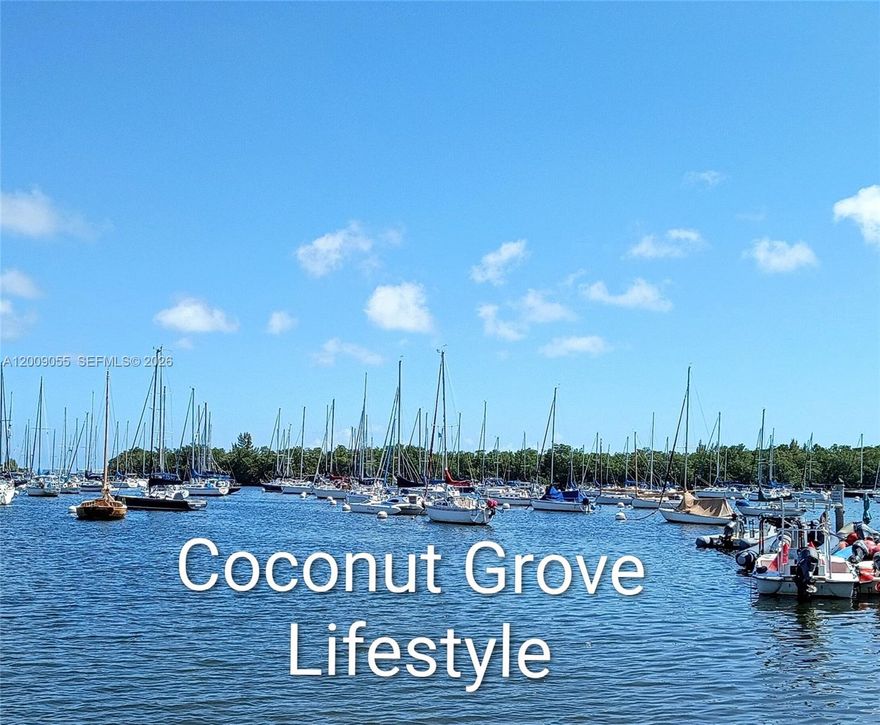 Beautiful Coconut Grove, next to Cocowalk and located directly in the heart of the village. VERY low price for a 2 bedroom unit in the Grove. Light and bright 2 bedroom, 2 bath condo with two very spacious balconies.  Updated condo with open floor plan. Owner agrees to pay Special Assessment at closing. 50 year certification being planned for immediate commencement.