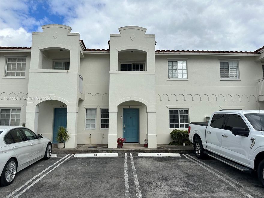 Two story townhouse with tile floors throughout, kitchen and laundry appliances, two assigned parking spaces, and a fenced patio.  THERE IS ONE BEDROOM AND ONE FULL BATH DOWNSTAIRS. Low HOA fee.  You can purchase with FHA, VA, or Conventional loan. ALSO, THE EXISTING LOW INTEREST RATE FHA LOAN FROM THE SELLER CAN BE ASSUMED BY THE BUYER. The community is located near Dixie Hwy, the Florida Turnpike, the Florida Keys Shopping Outlets, schools, restaurants, and any other service within a 10 minute drive.